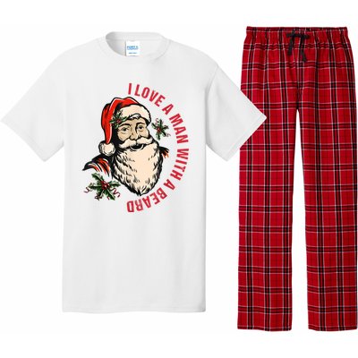 Funny Retro Christmas Santa Claus I Love A Man With A Beard Pajama Set