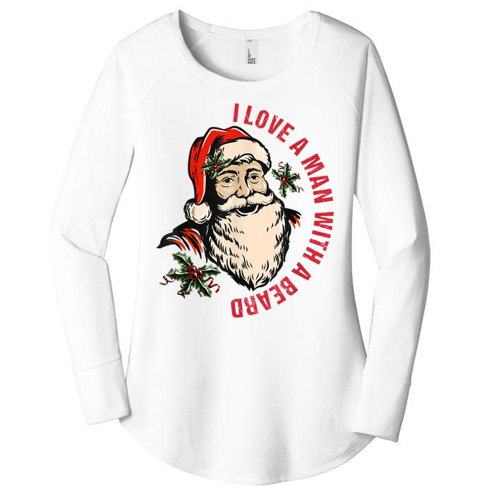 Funny Retro Christmas Santa Claus I Love A Man With A Beard Women's Perfect Tri Tunic Long Sleeve Shirt