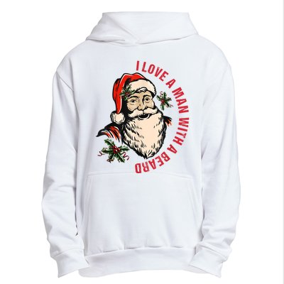 Funny Retro Christmas Santa Claus I Love A Man With A Beard Urban Pullover Hoodie