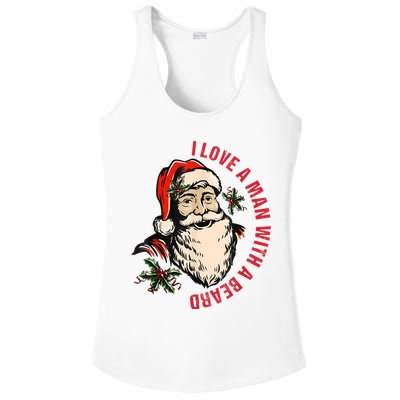 Funny Retro Christmas Santa Claus I Love A Man With A Beard Ladies PosiCharge Competitor Racerback Tank
