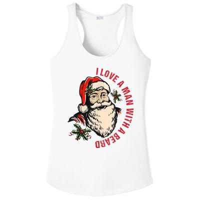 Funny Retro Christmas Santa Claus I Love A Man With A Beard Ladies PosiCharge Competitor Racerback Tank