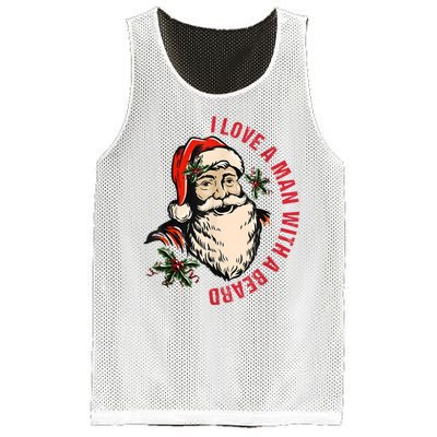 Funny Retro Christmas Santa Claus I Love A Man With A Beard Mesh Reversible Basketball Jersey Tank