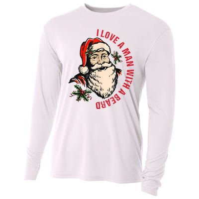 Funny Retro Christmas Santa Claus I Love A Man With A Beard Cooling Performance Long Sleeve Crew