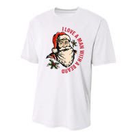 Funny Retro Christmas Santa Claus I Love A Man With A Beard Youth Performance Sprint T-Shirt