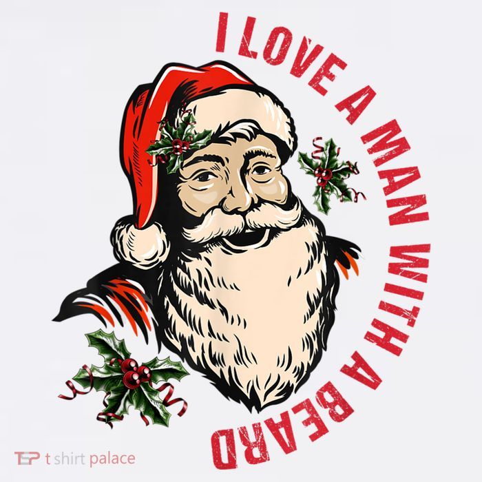 Funny Retro Christmas Santa Claus I Love A Man With A Beard Premium T-Shirt