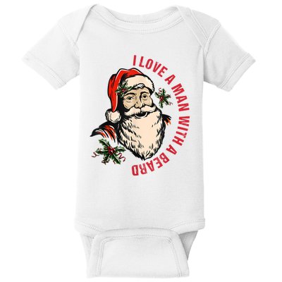 Funny Retro Christmas Santa Claus I Love A Man With A Beard Baby Bodysuit