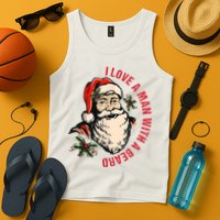 Funny Retro Christmas Santa Claus I Love A Man With A Beard Tank Top