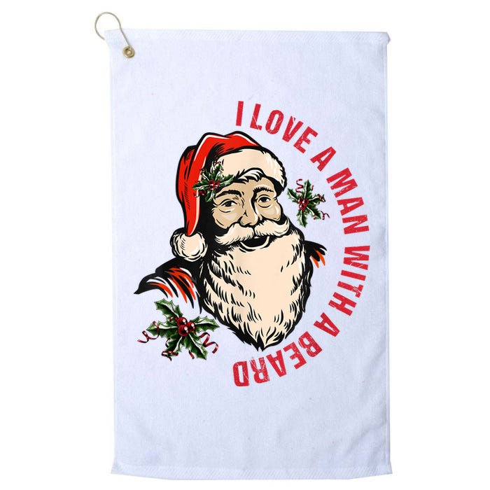 Funny Retro Christmas Santa Claus I Love A Man With A Beard Golf Towel