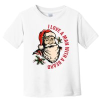 Funny Retro Christmas Santa Claus I Love A Man With A Beard Toddler T-Shirt