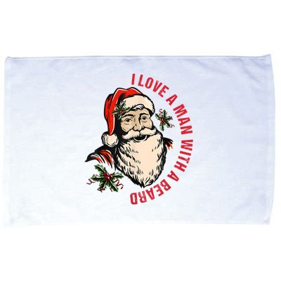 Funny Retro Christmas Santa Claus I Love A Man With A Beard Microfiber Hand Towel