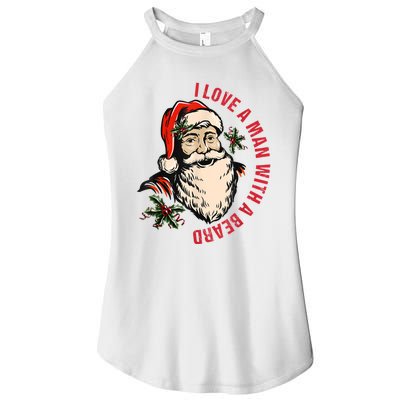 Funny Retro Christmas Santa Claus I Love A Man With A Beard Women's Perfect Tri Rocker Tank