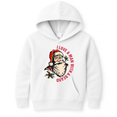 Funny Retro Christmas Santa Claus I Love A Man With A Beard Kids Hoodie
