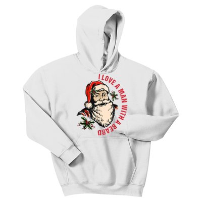 Funny Retro Christmas Santa Claus I Love A Man With A Beard Kids Hoodie