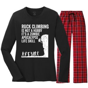 Funny Rock Climber Gift For Men Women Cool Zombie Climbing Gift Women's Long Sleeve Flannel Pajama Set 