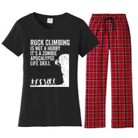 Funny Rock Climber Gift For Men Women Cool Zombie Climbing Gift Women's Flannel Pajama Set