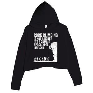 Funny Rock Climber Gift For Men Women Cool Zombie Climbing Gift Crop Fleece Hoodie