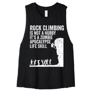 Funny Rock Climber Gift For Men Women Cool Zombie Climbing Gift Women's Racerback Cropped Tank