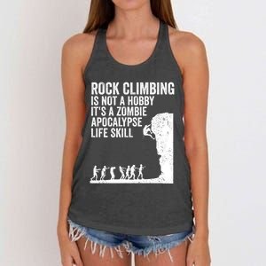 Funny Rock Climber Gift For Men Women Cool Zombie Climbing Gift Women's Knotted Racerback Tank