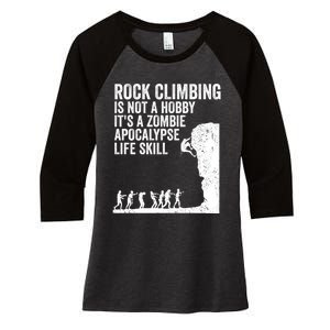 Funny Rock Climber Gift For Men Women Cool Zombie Climbing Gift Women's Tri-Blend 3/4-Sleeve Raglan Shirt