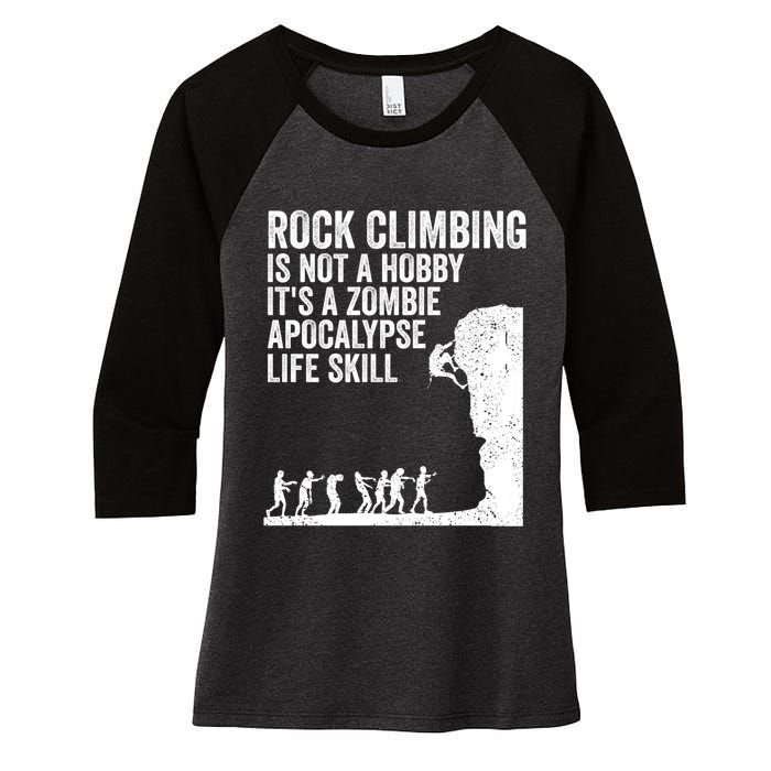 Funny Rock Climber Gift For Men Women Cool Zombie Climbing Gift Women's Tri-Blend 3/4-Sleeve Raglan Shirt