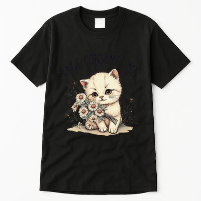 Funny Rage Consumes Me Cat Flower Cute Kitty Cat Meme Design Tall T-Shirt