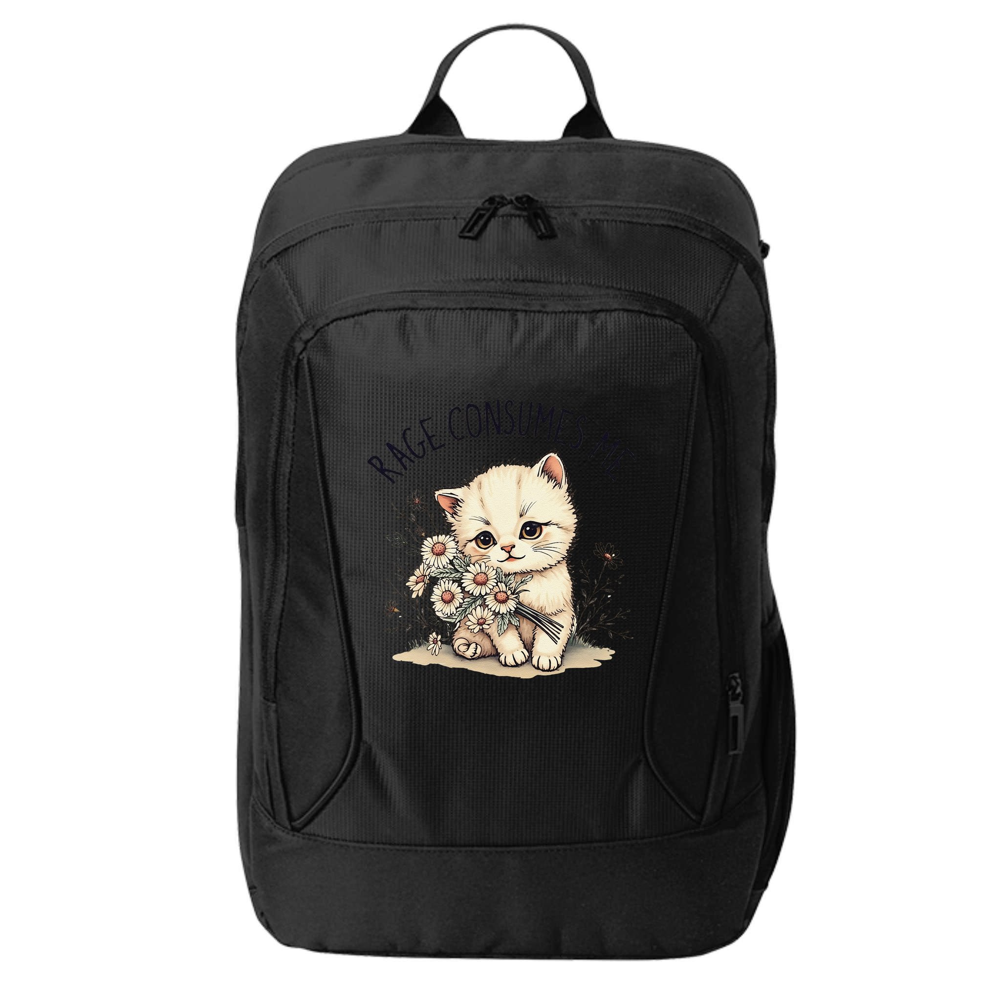 Funny Rage Consumes Me Cat Flower Cute Kitty Cat Meme Design City Backpack