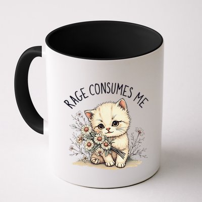 Funny Rage Consumes Me Cat Flower Cute Kitty Cat Meme Design Mug