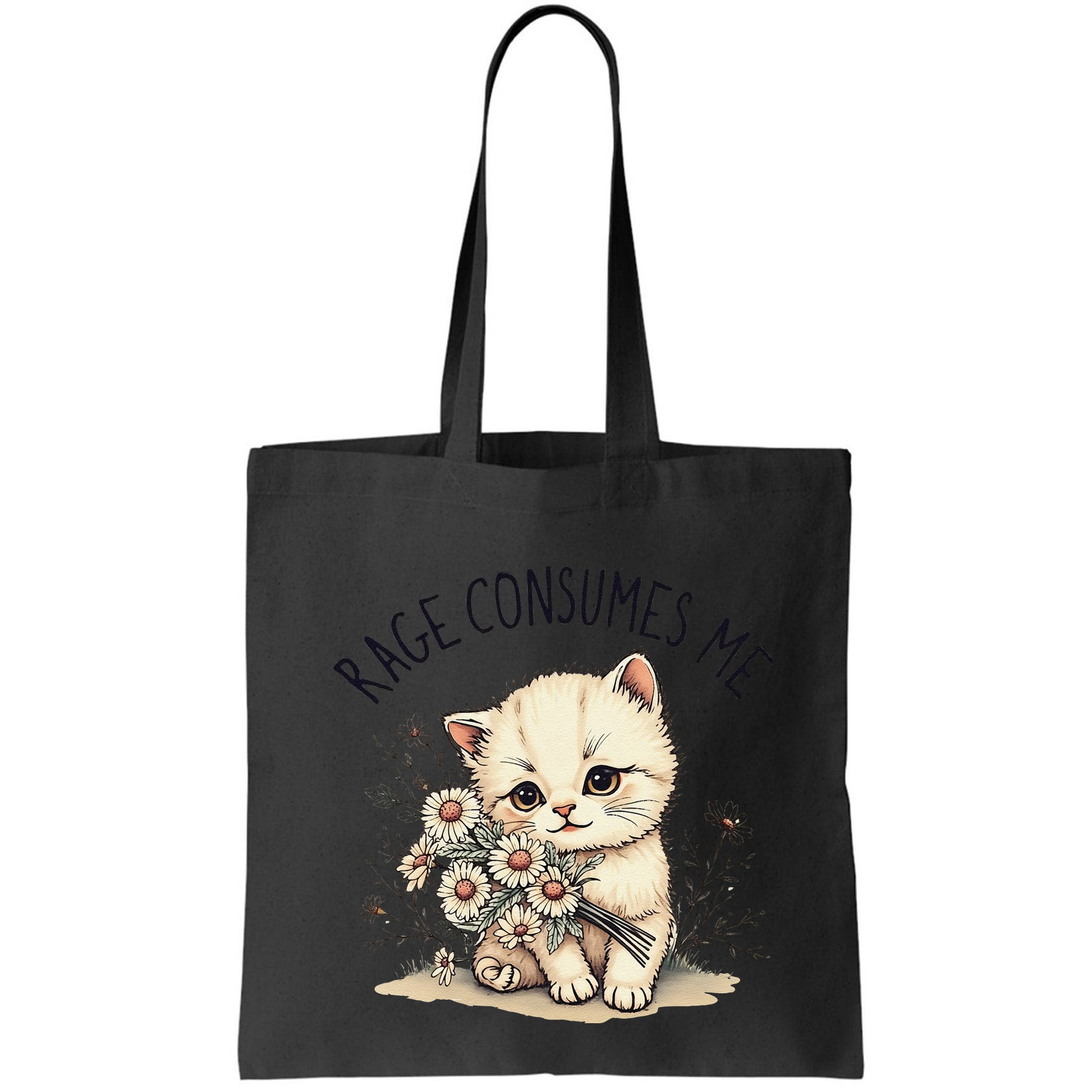 Funny Rage Consumes Me Cat Flower Cute Kitty Cat Meme Design Bag