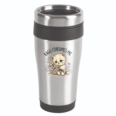 Funny Rage Consumes Me Cat Flower Cute Kitty Cat Meme Design 16oz Travel Tumbler