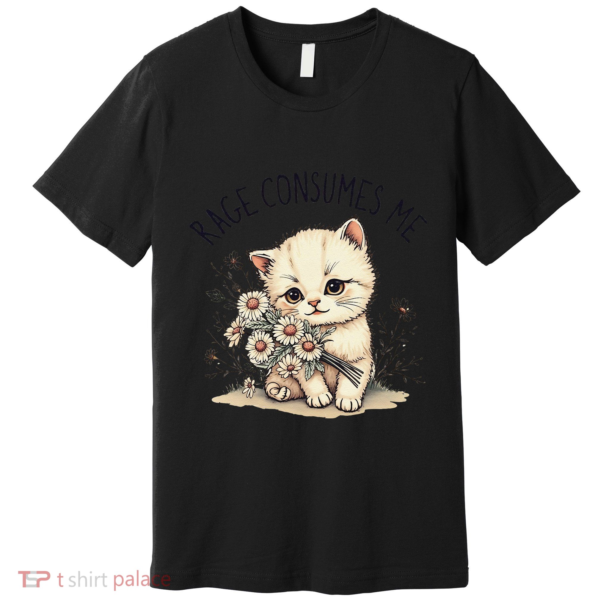 Funny Rage Consumes Me Cat Flower Cute Kitty Cat Meme Design Premium T-Shirt