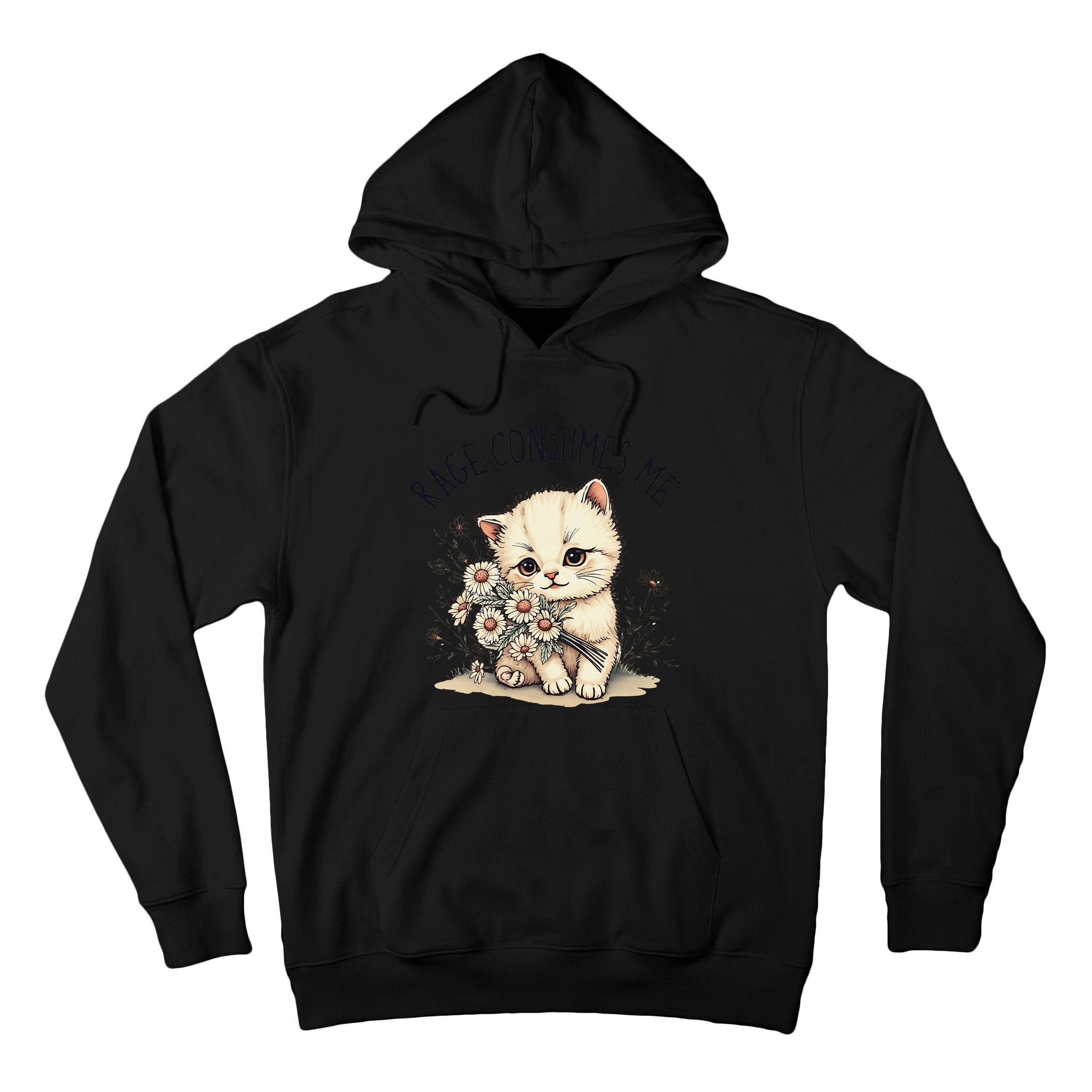 Funny Rage Consumes Me Cat Flower Cute Kitty Cat Meme Design Tall Hoodie