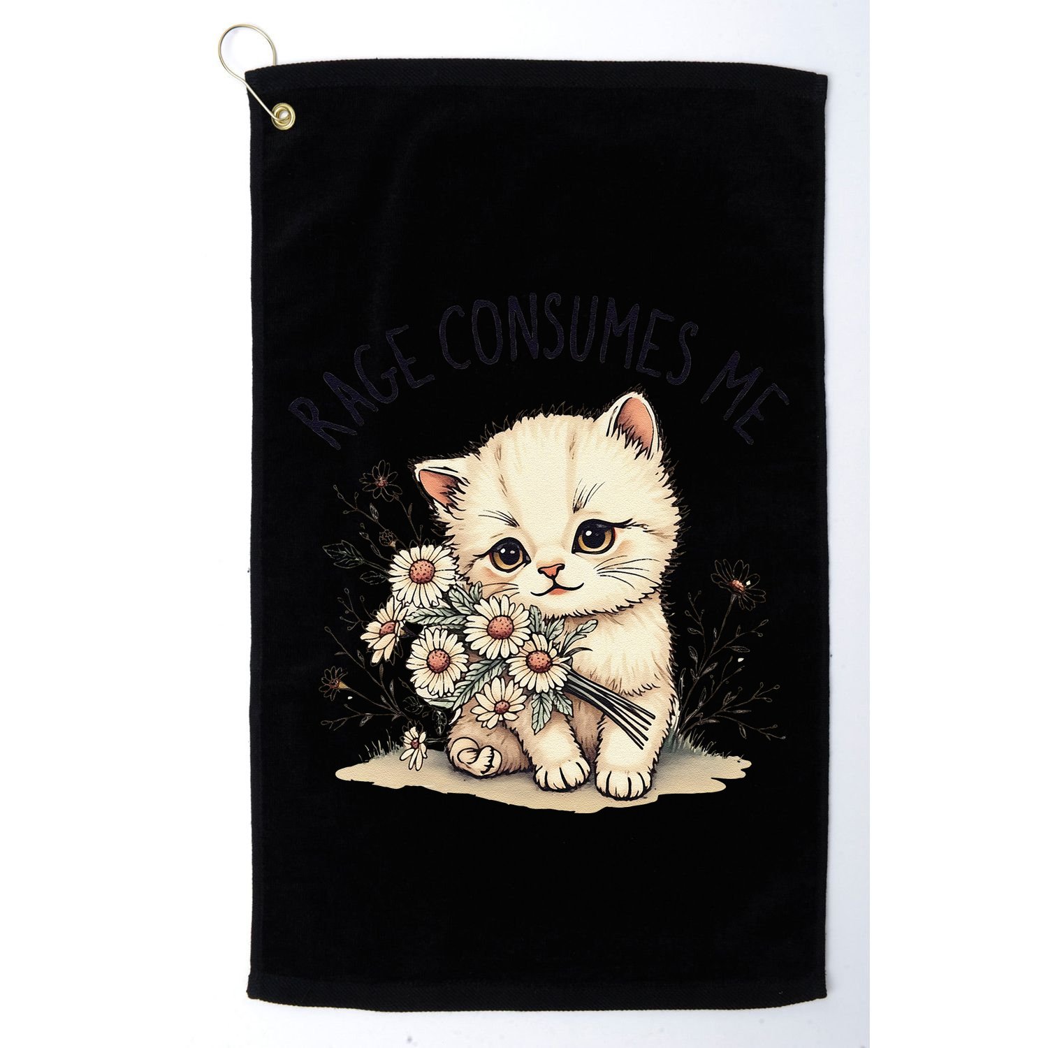 Funny Rage Consumes Me Cat Flower Cute Kitty Cat Meme Design Golf Towel