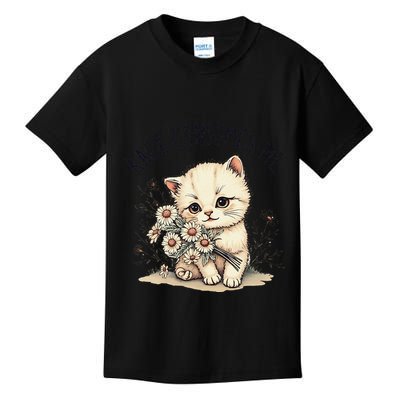 Funny Rage Consumes Me Cat Flower Cute Kitty Cat Meme Design Kids T-Shirt