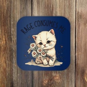 Funny Rage Consumes Me Cat Flower Cute Kitty Cat Meme Design Coaster