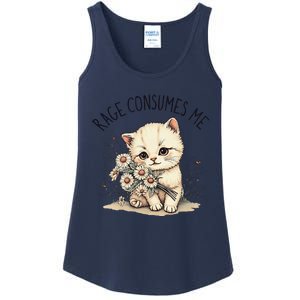 Funny Rage Consumes Me Cat Flower Cute Kitty Cat Meme Design Ladies Essential Tank