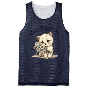 Funny Rage Consumes Me Cat Flower Cute Kitty Cat Meme Design Mesh Reversible Basketball Jersey Tank