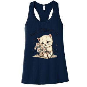 Funny Rage Consumes Me Cat Flower Cute Kitty Cat Meme Design Women's Racerback Tank