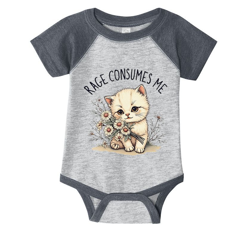 Funny Rage Consumes Me Cat Flower Cute Kitty Cat Meme Design Infant Baby Jersey Bodysuit