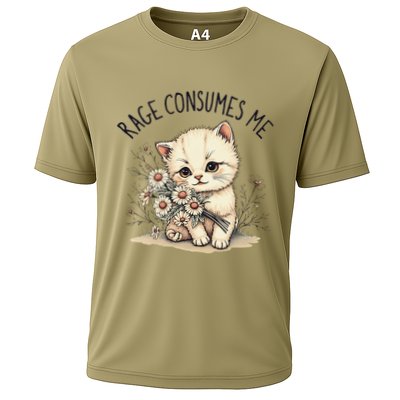 Funny Rage Consumes Me Cat Flower Cute Kitty Cat Meme Design Performance Shirt