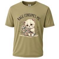 Funny Rage Consumes Me Cat Flower Cute Kitty Cat Meme Design Cooling Performance Crew T-Shirt
