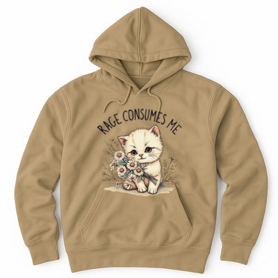 Funny Rage Consumes Me Cat Flower Cute Kitty Cat Meme Design Hoodie