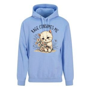 Funny Rage Consumes Me Cat Flower Cute Kitty Cat Meme Design Unisex Surf Hoodie