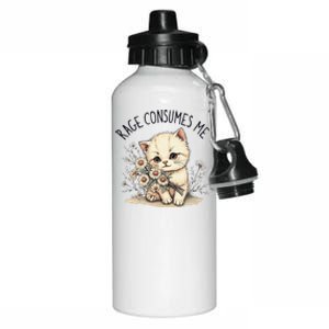 Funny Rage Consumes Me Cat Flower Cute Kitty Cat Meme Design Aluminum Water Bottle