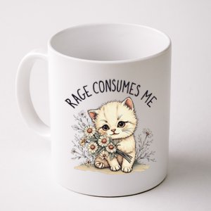 Funny Rage Consumes Me Cat Flower Cute Kitty Cat Meme Design Coffee Mug