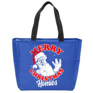 Funny Retro Christmas Homies Westside West Coast Hip Hop Gift Zip Tote Bag