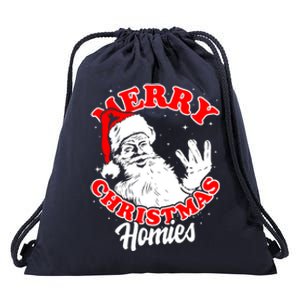 Funny Retro Christmas Homies Westside West Coast Hip Hop Gift Drawstring Bag