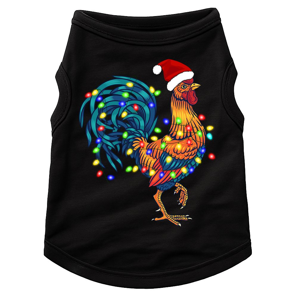 Funny Rooster Chicken Christmas Lights Pajama Farmer Funny Gift Doggie Tank