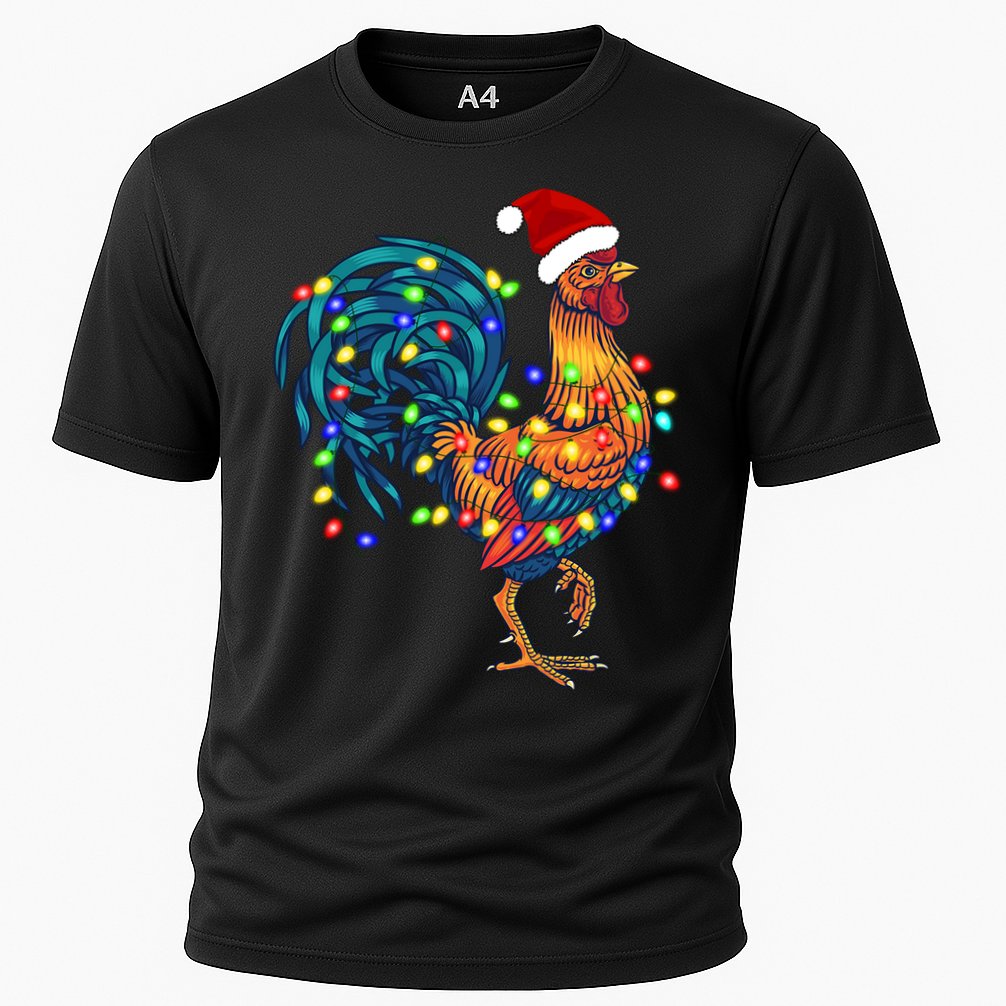 Funny Rooster Chicken Christmas Lights Pajama Farmer Funny Gift Performance Shirt