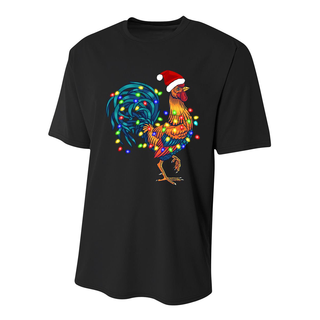 Funny Rooster Chicken Christmas Lights Pajama Farmer Funny Gift Youth Performance Sprint T-Shirt