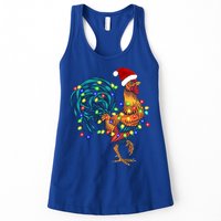Funny Rooster Chicken Christmas Lights Pajama Farmer Funny Gift Womens Tank Top